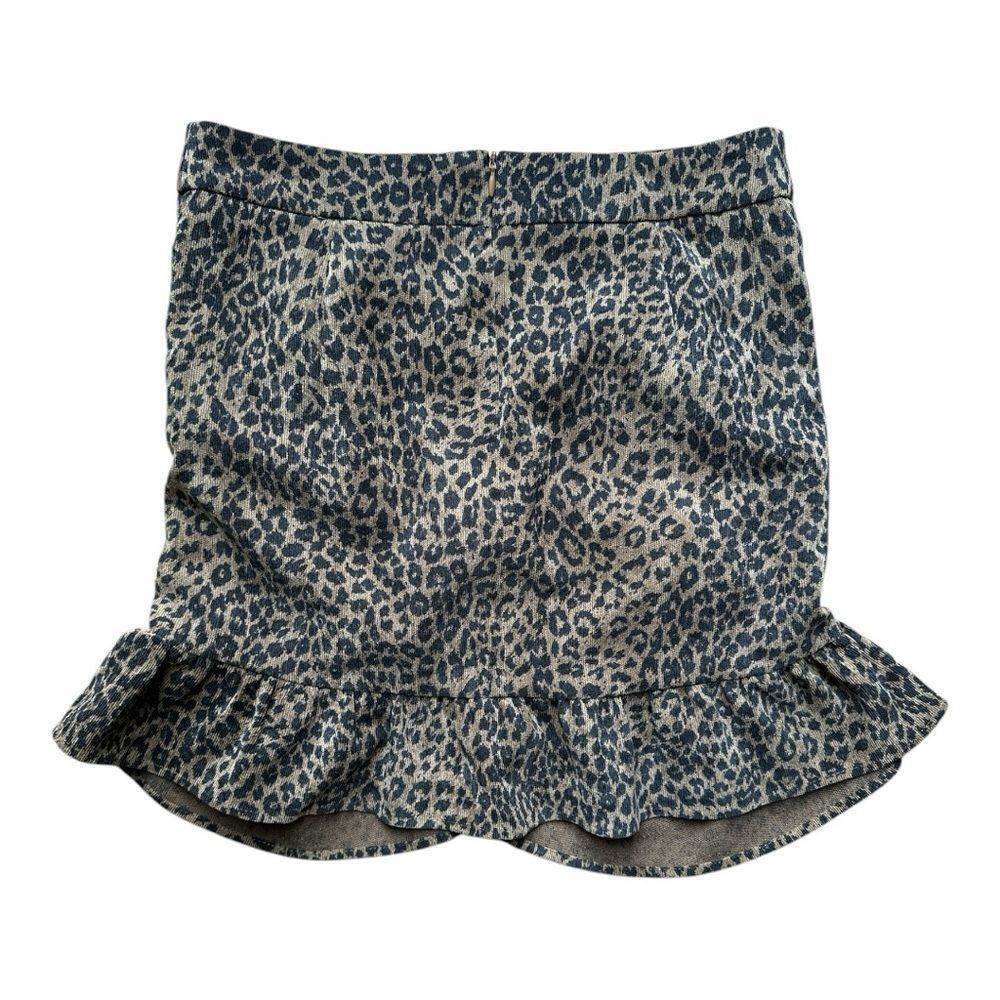 Zara Leopard Print Corduroy Mini Skirt small women's Ruched Brown animal print - Picture 4 of 4
